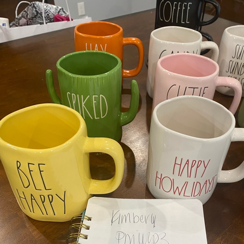 6 various Rae dunn mugs